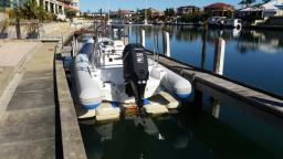 6.5m Rib on an EZ BoatPort BP5001 with air assist